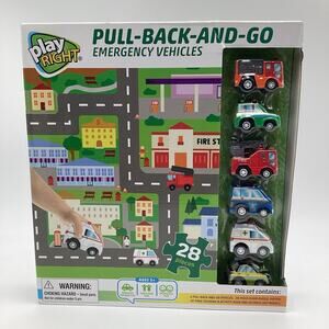 Play Right Pull Back and Go 6 Emergency Vehicles Cars Activity Play Set New‎